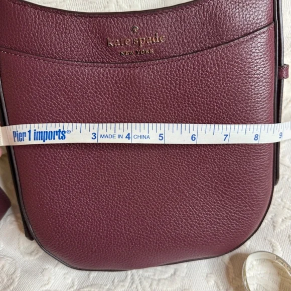 Elegant Kate Spade New York Crossbody Bag - Rich Merlot color, Pebbled Leather. - Picture 3 of 10